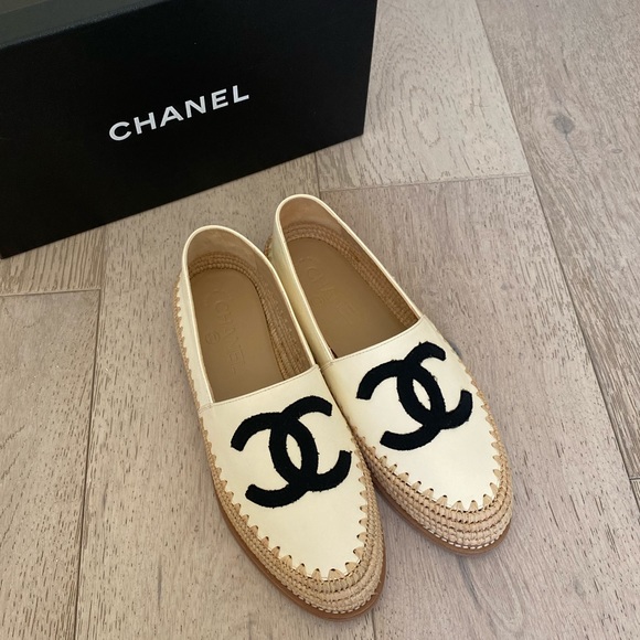 CHANEL Shoes - 🚫SOLD! CHANEL IVORY LAMBSKIN LEATHER ESPADRILLES
